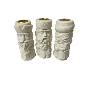 Santa Clause 3 Tiki Votive Candle Holder Three Designs White Christmas   5"